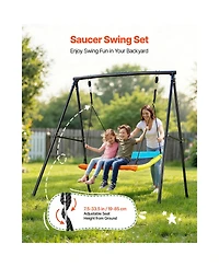 Glintex Backyard A-Frame Swing Stand, 60 x 32 in Saucer Seat, Carbon Steel, 440 lb Load Capacity, Ages 3+