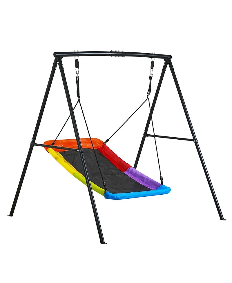 Glintex Backyard A-Frame Swing Stand, 60 x 32 in Saucer Seat, Carbon Steel, 440 lb Load Capacity, Ages 3+