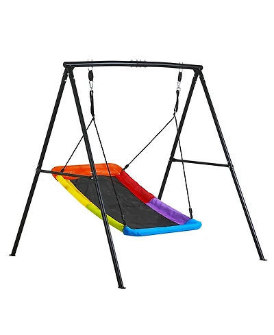 Glintex Backyard A-Frame Swing Stand, 60 x 32 in Saucer Seat, Carbon Steel, 440 lb Load Capacity, Ages 3+