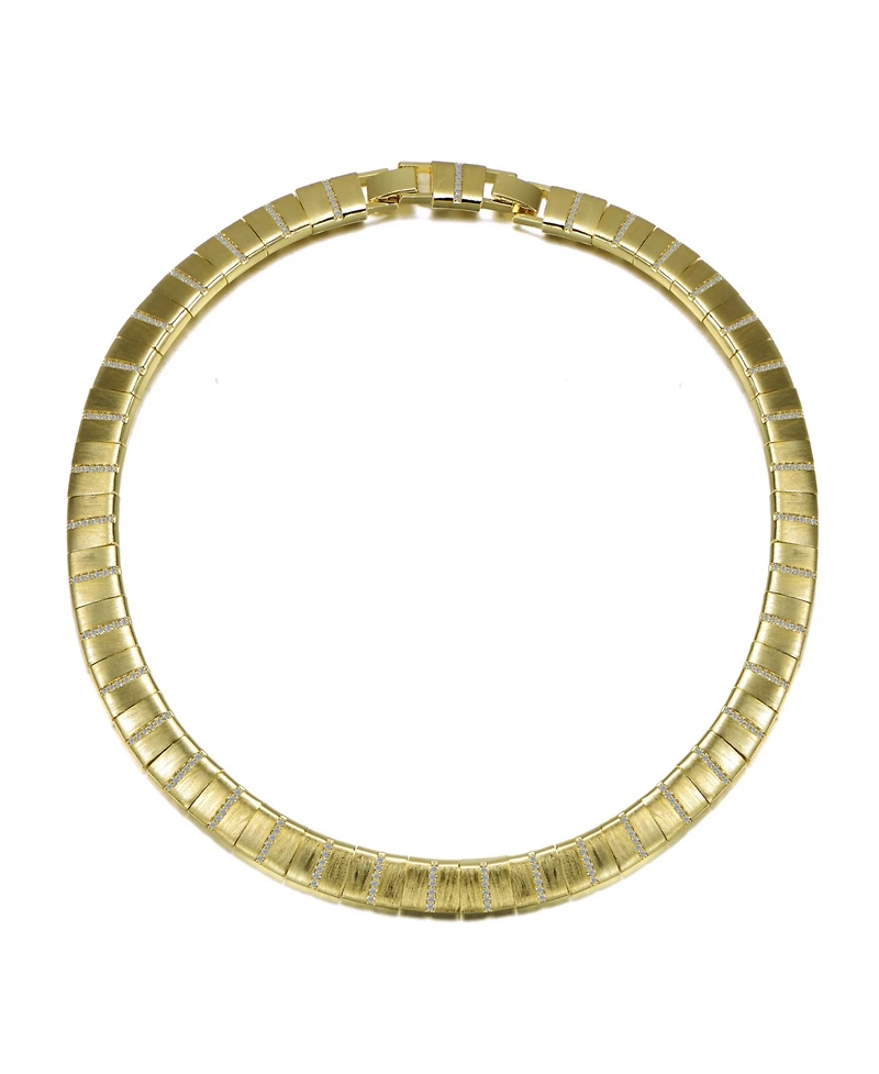 14k Gold Plated Flattened Bar Herringbone Necklace