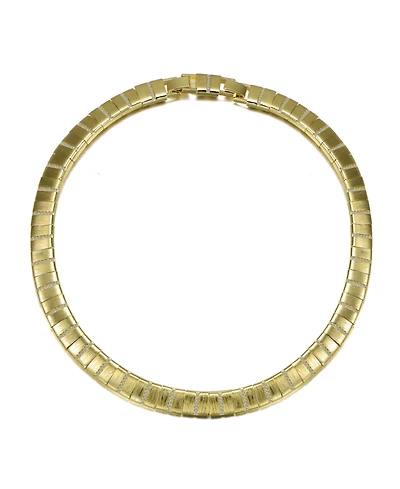 14k Gold Plated Flattened Bar Herringbone Necklace