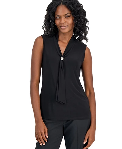 Kasper Women's Embellished-Tie-Neck Sleeveless Top