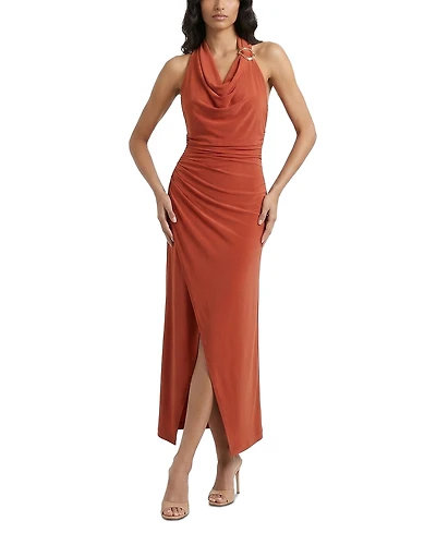 Taylor Women's Ruched Sleeveless Cowl Neck Dress