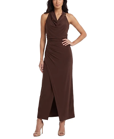 Taylor Women's Ruched Sleeveless Cowl Neck Dress