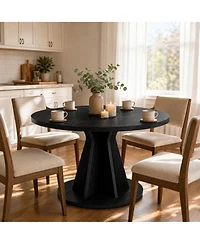 homfan Round Dining Table, Modern Pedestal Kitchen Table with 1.18" Thick Tabletop & Sturdy Base, Seats 4