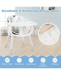 Costway Toddler 4 in 1 High Chair Convertible Table Chair Set with Pu Cushion