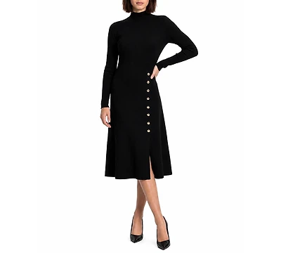 Elie Tahari Women's Adhara Mock Neck Midi Sweater Dress