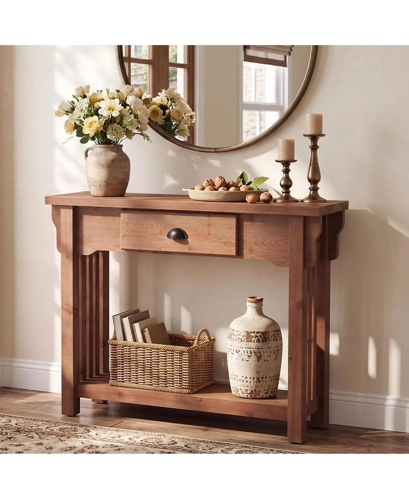 Tribesigns Console Table, Sofa Table Behind Couch, Industrial Console Sofa Table with Storage Shelf