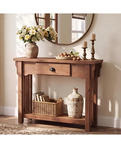 Tribesigns Console Table, Sofa Table Behind Couch, Industrial Console Sofa Table with Storage Shelf