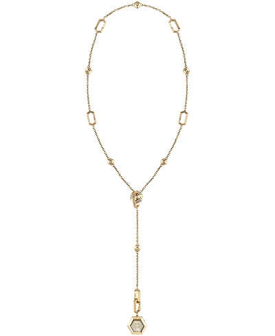Philipp Plein Women's Nake Hexagon Ip Yellow Gold Stainless Steel Necklace Watch, 28mm