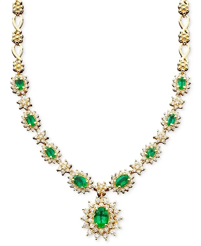Effy Sapphire (4-3/8 ct. t.w.) and Diamond (1-2/3 ct. t.w.) Necklace in 14k White Gold, Created for Macy's (Also Available in Emerald)
