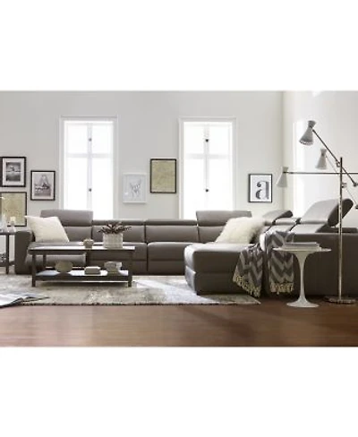 Nevio Leather Power Reclining Sectional Sofa With Articulating Headrests Collection Created For Macys