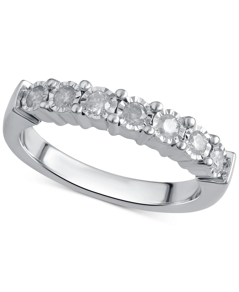 Diamond Band (1/4 ct. t.w.) in Sterling Silver or 14k Gold over Sterling Silver