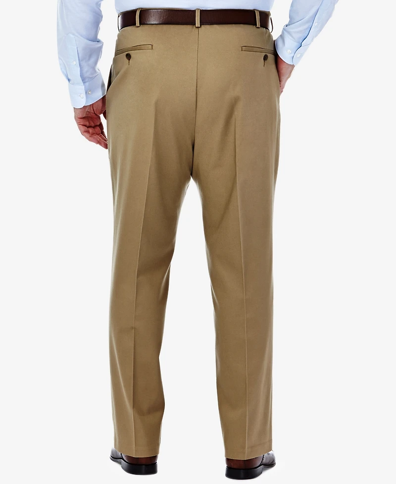 Haggar Men's Big & Tall Premium No Iron Khaki Classic Fit Flat Front Hidden Expandable Waistband Pants