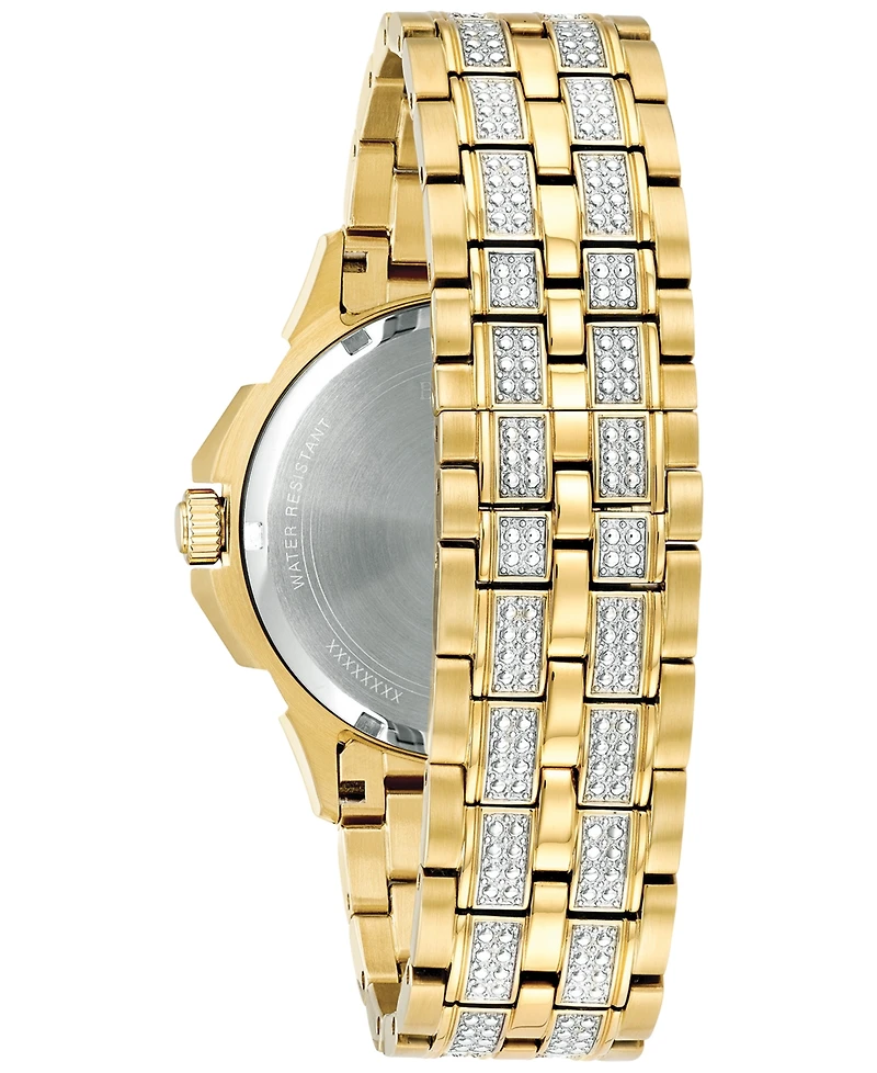Bulova Men's Crystal Accented Gold-Tone Stainless Steel Bracelet Watch 43mm