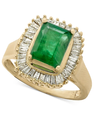 Effy Emerald (1-3/8 ct. t.w.) and Diamond (1/2 Ring 14k Yellow Gold