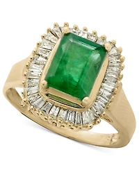 Effy Emerald (1-3/8 ct. t.w.) and Diamond (1/2 Ring 14k Yellow Gold