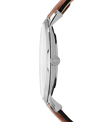 Fossil Men's The Minimalist Brown Leather Strap Watch 44mm