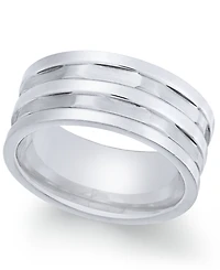 Sutton by Rhona Sutton Men's Stainless Steel Multi-Row Cut Band