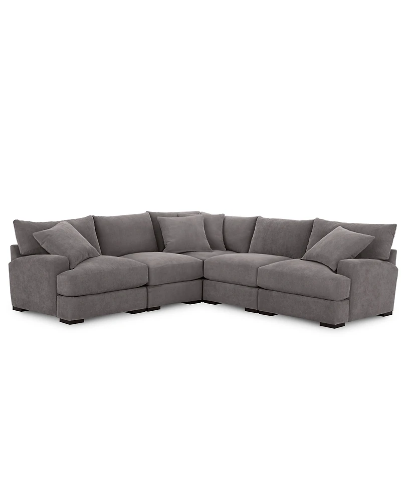 Closeout! Rhyder 5-Pc. Fabric Sectional Sofa with Armless Chair, Created for Macy's