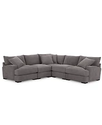 Closeout! Rhyder 5-Pc. Fabric Sectional Sofa with Armless Chair, Created for Macy's