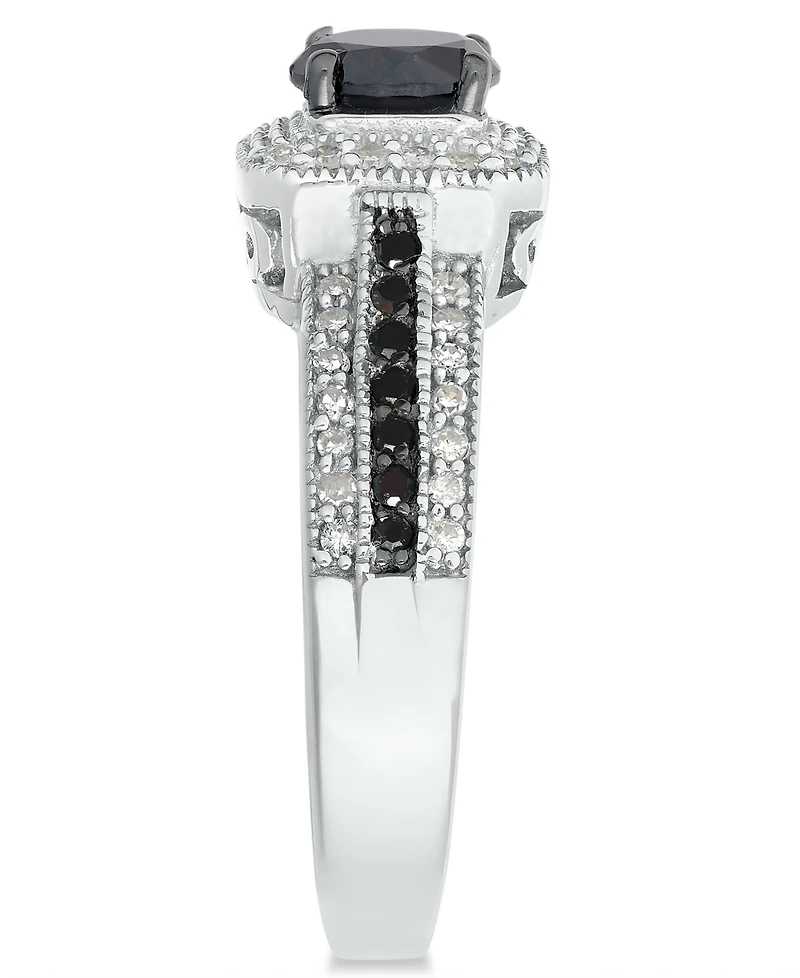 Diamond Halo Ring (1 ct. t.w.) in Sterling Silver