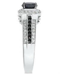 Diamond Halo Ring (1 ct. t.w.) in Sterling Silver