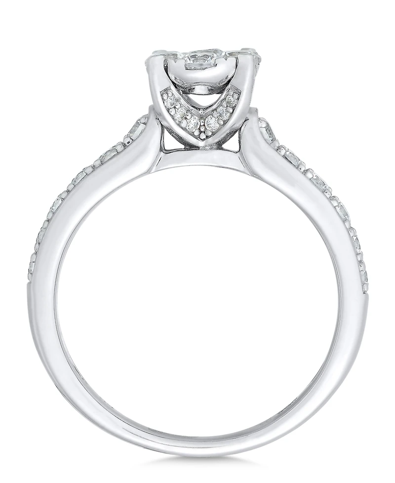 Diamond Cluster Engagement Ring (1 ct. t.w.) 14k White or Yellow Gold