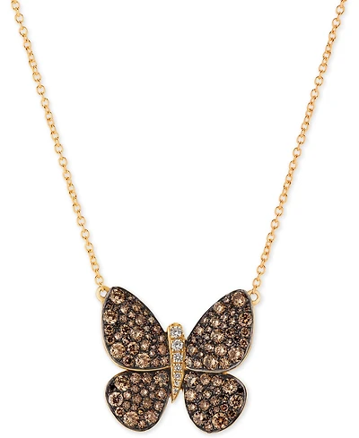 Le Vian Chocolatier Diamond Butterfly Pendant Necklace (1-7/8 ct. t.w.) in 14k Rose Gold or Yellow Gold.
