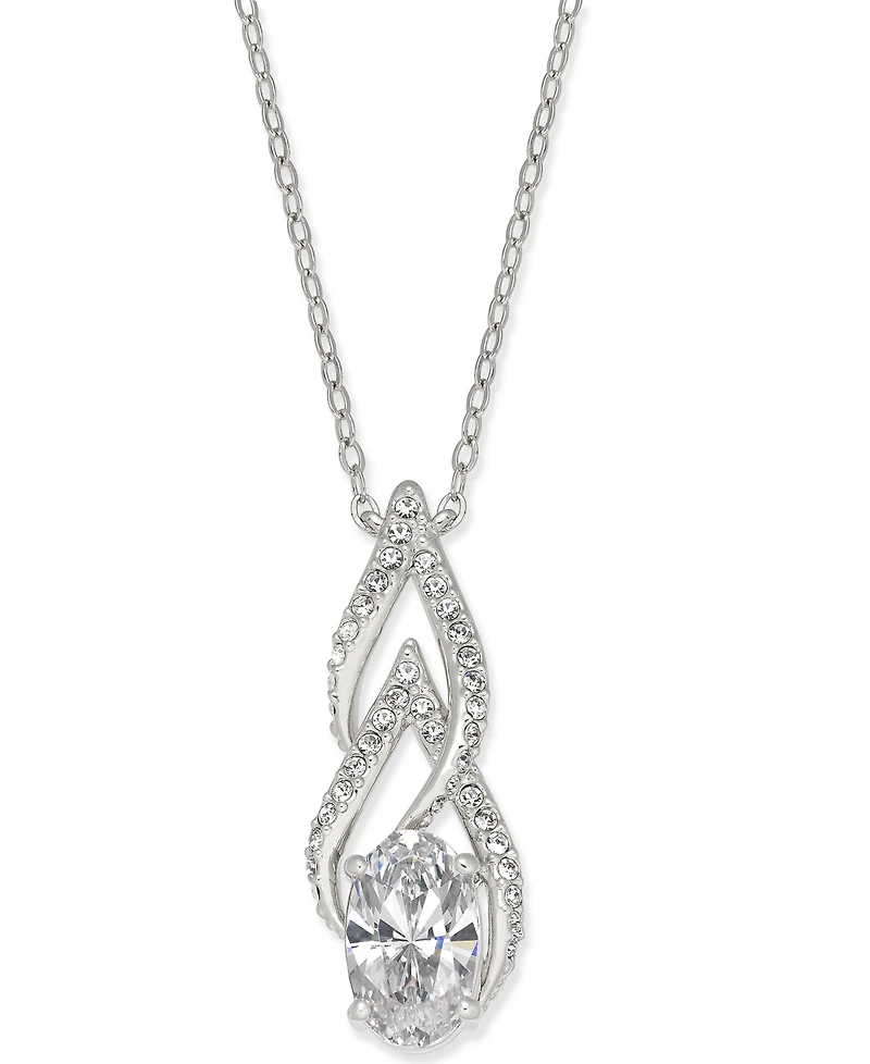 Eliot Danori Silver-Tone Cubic Zirconia Pendant Necklace, Created for Macy's
