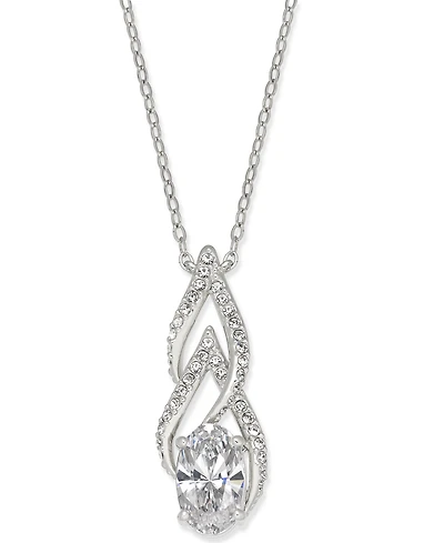 Eliot Danori Silver-Tone Cubic Zirconia Pendant Necklace, Created for Macy's