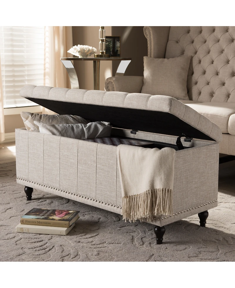 Kaylee Button-Tufted Storage Ottoman Bench
