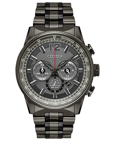 Citizen Eco-Drive Men's Chronograph Nighthawk Gray Stainless Steel Bracelet Watch 43mm