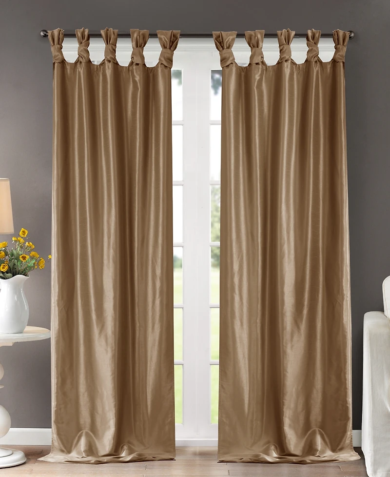 Madison Park Emilia Twist Tab Lined Window Curtain Panel, Single Curtain with Privacy Lining for Bedroom and Living Room