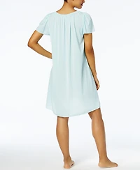 Miss Elaine Women's Short-Sleeve Embroidered Nightgown