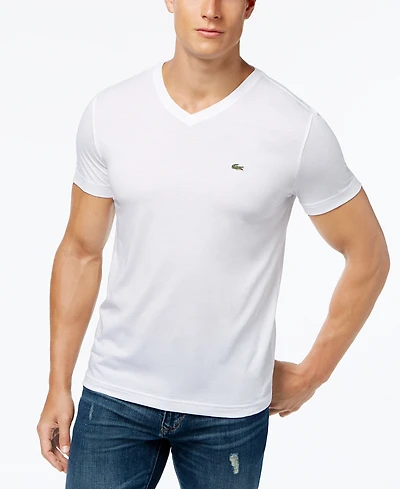 Men's Lacoste Classic V-Neck Soft Pima Cotton Tee Shirt - HBP