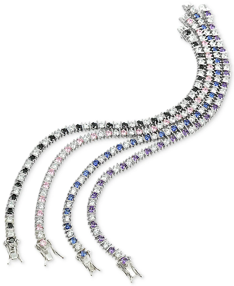 Giani Bernini Blue Cubic Zirconia Tennis Bracelet Sterling Silver, Created for Macy's