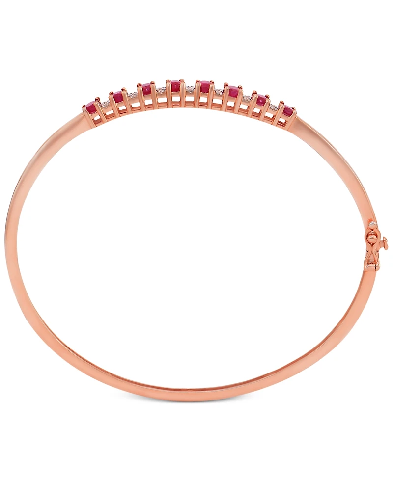 Tanzanite (3-1/8 ct. t.w.) & Diamond (1/8 Bangle Bracelet 14K Gold over Sterling Silver (Also Available Ruby, Emerald, and Sapphire)