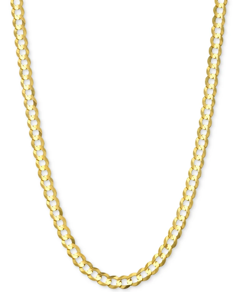 24" Open Curb Link Chain Necklace (3-3/5mm) in Solid 14k Gold