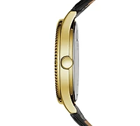 Caravelle Designed by Bulova Men's Black Leather Strap Watch 41mm