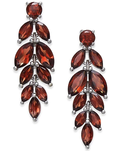 Garnet Vine Drop Earrings (7 ct. t.w.) in Sterling Silver (Also Available In Peridot, Blue Topaz, Amethyst, and Multi Gemstone)