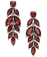 Garnet Vine Drop Earrings (7 ct. t.w.) in Sterling Silver (Also Available In Peridot, Blue Topaz, Amethyst, and Multi Gemstone)