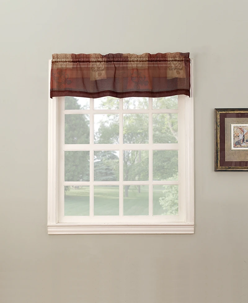 Eden Inspirational Patchwork Semi-Sheer Rod Pocket Kitchen Curtain Valance