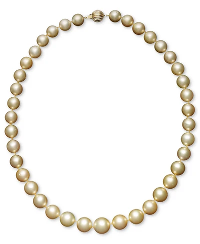 14k Gold Cultured Golden South Sea Pearl Graduated Strand (10-12-1/2mm) 18" Necklace