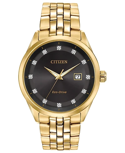 Citizen Men's Eco-Drive Corso Diamond-Accent Gold-Tone Stainless Steel Bracelet Watch 41mm