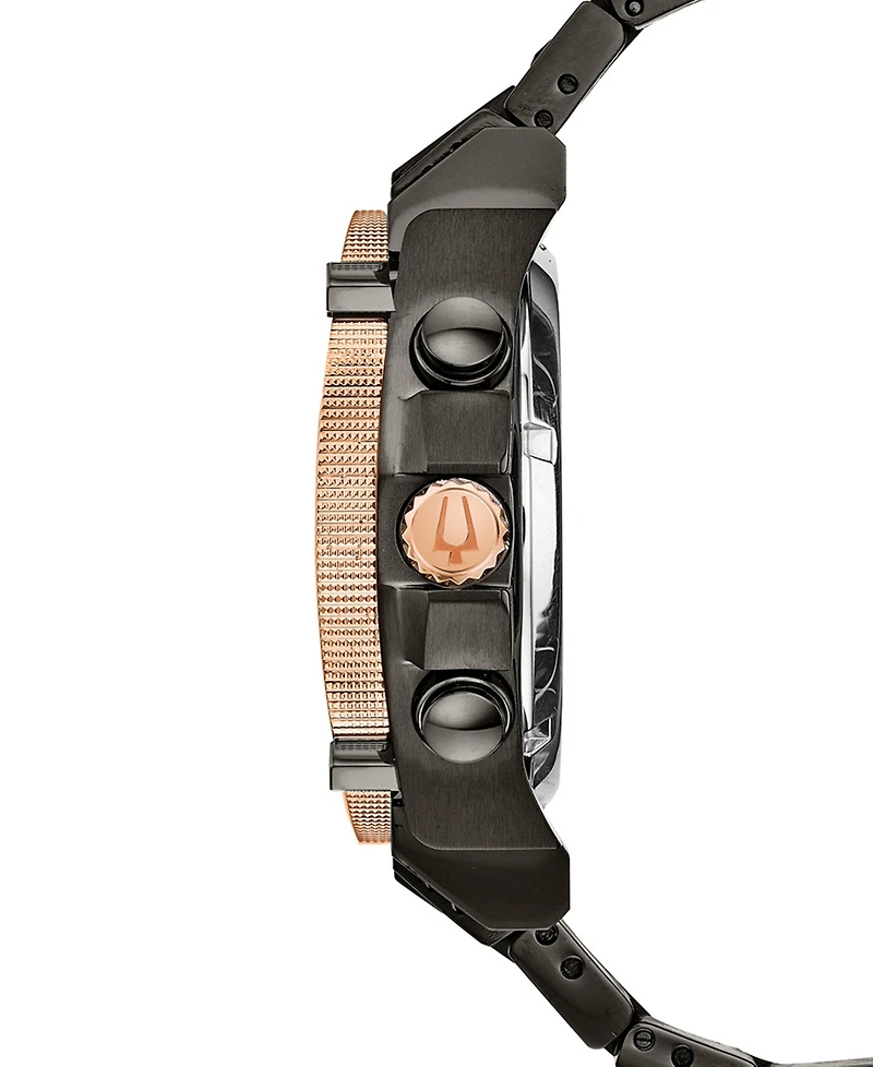 Bulova Men's Precisionist Champlain Diamond-Accent Gray & Rose Gold-Tone Stainless Steel Bracelet Watch 46.5mm