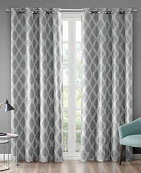 Blakesly Ikat blackout curtains for bedroom, Silver grommet top fit up to 1.25 inches rod Single Curtain Panel for Living Room, Width 50 length 95 inc