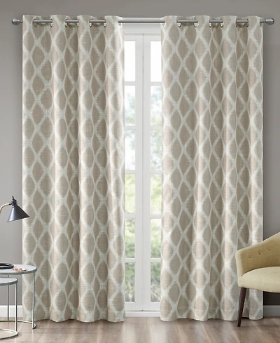 Blakesly Ikat blackout curtains for bedroom, Silver grommet top fit up to 1.25 inches rod Single Curtain Panel for Living Room, Width 50 length 95 inc