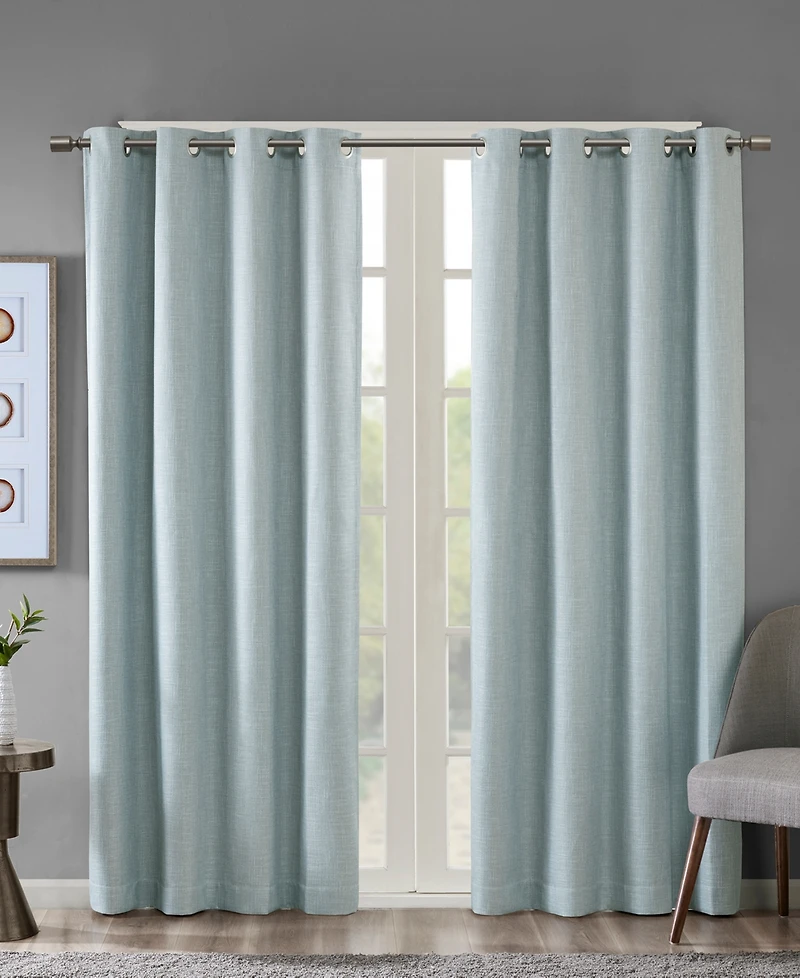 Maya Heathered Blackout Curtain 1 Panel for bedroom, Grommet top fit up to 1.25 inches rod Single Curtain Panel for Living Room, Width 50 length 54 in