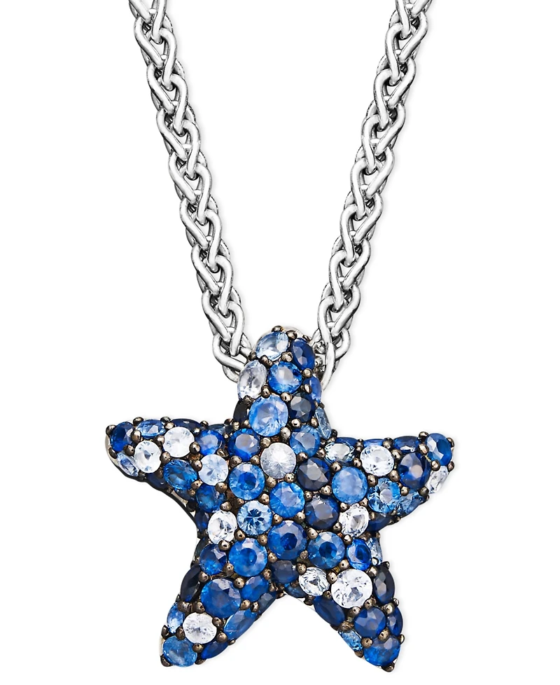 Effy Multicolor Sapphire Pave Starfish Pendant Necklace in Sterling Silver (2-3/4 ct. t.w.)